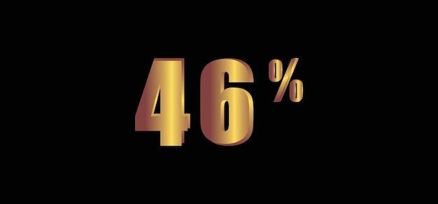 46 percent on black background 3D gold isolated vector image