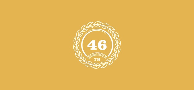 46st anniversary logo with ring and frame white color and gold background