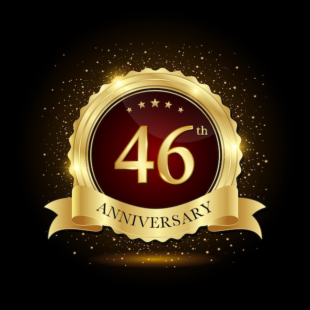 46th Anniversary Golden emblem design for birthday event Anniversary logo Anniversary template