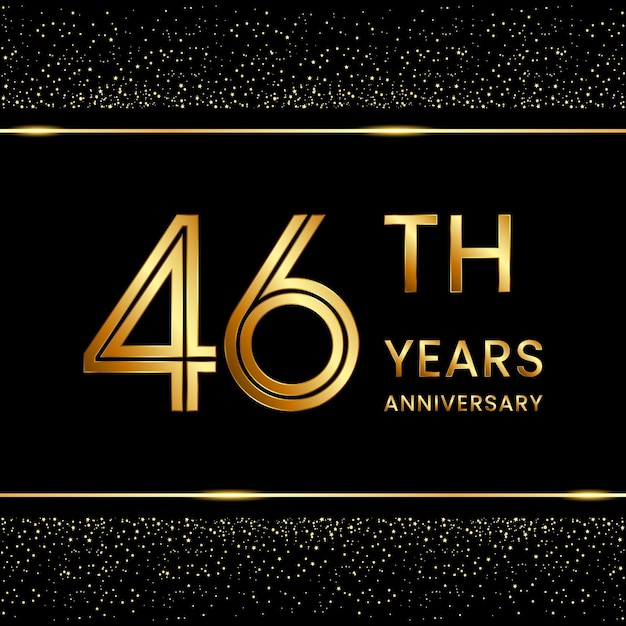 46th anniversary logo design with double line concept Line Art style Golden number logo Vector Template Illustration