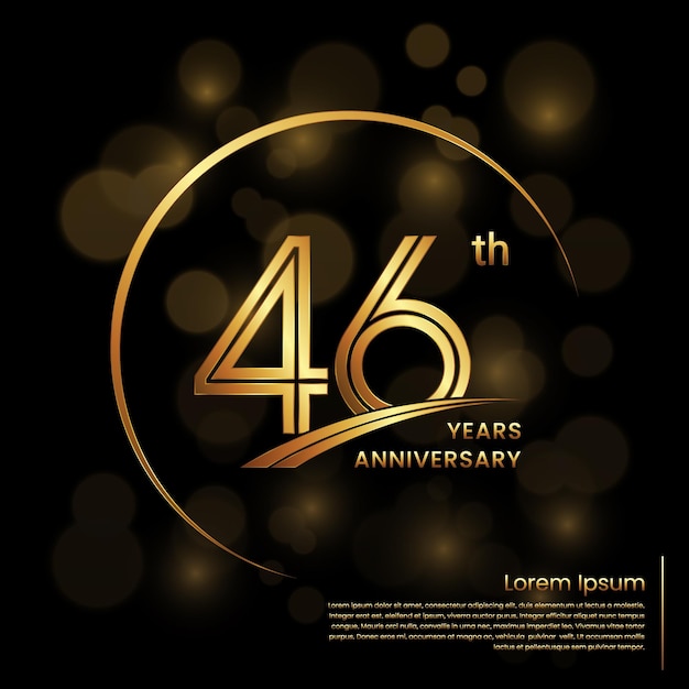 46th Anniversary logo design with double line numbers Golden anniversary template Vector Logo Template