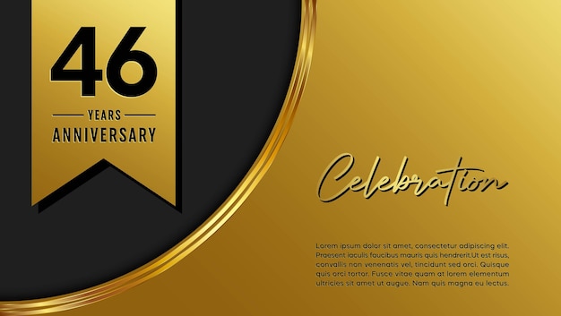 46th anniversary template design with golden pattern and ribbon for anniversary celebration event