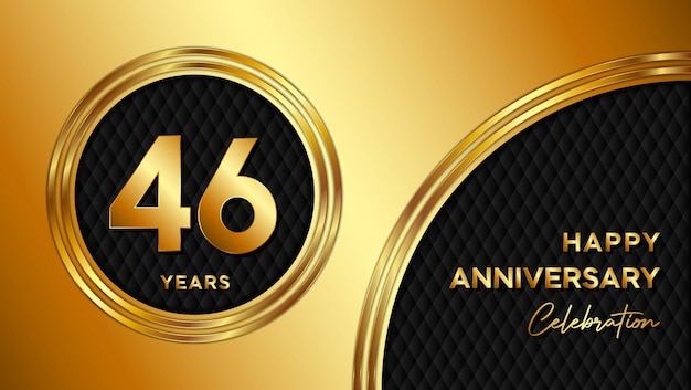 46th anniversary template design with golden texture and number for anniversary celebration event