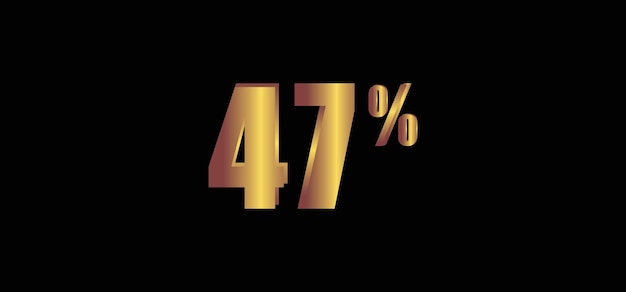 47 percent on black background 3D gold isolated vector image