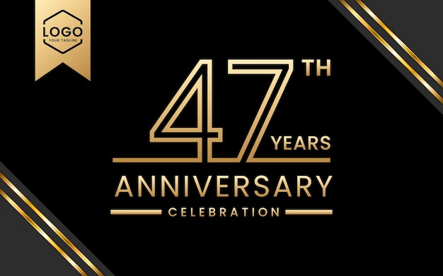 47 year anniversary celebration Anniversary template design with Golden Line Art Vector template