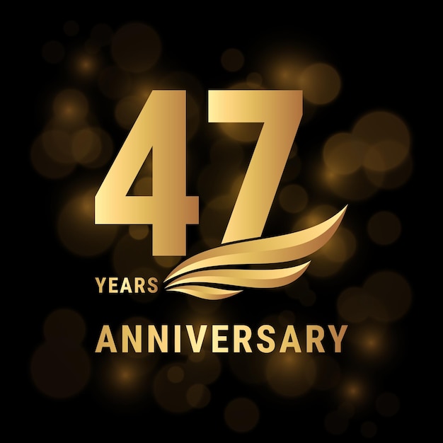 47 Years anniversary logo Template design with gold color for poster banners brochures magazines web booklets invitations or greeting cards Vector illustration