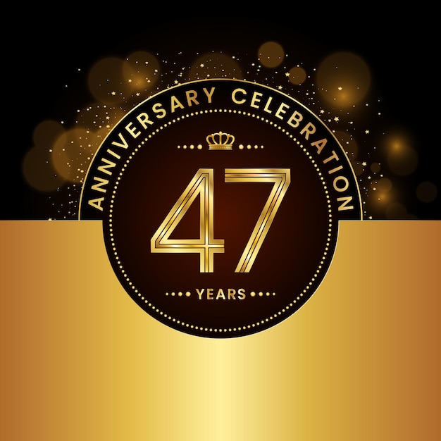 47th Anniversary Celebration Template design in golden color Modern style Logo Vector Template