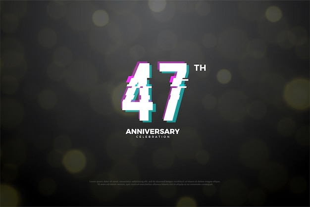 47th anniversary invitation card with different numbers.