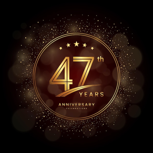 Vector 47th anniversary logo with golden glitter