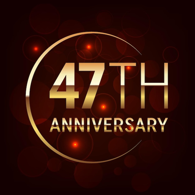 47th Anniversary logo with golden text and number for anniversary event Logo Vector Template