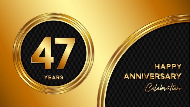 47th anniversary template design with golden texture and number for anniversary celebration event