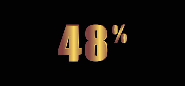 48 percent on black background 3D gold isolated vector image