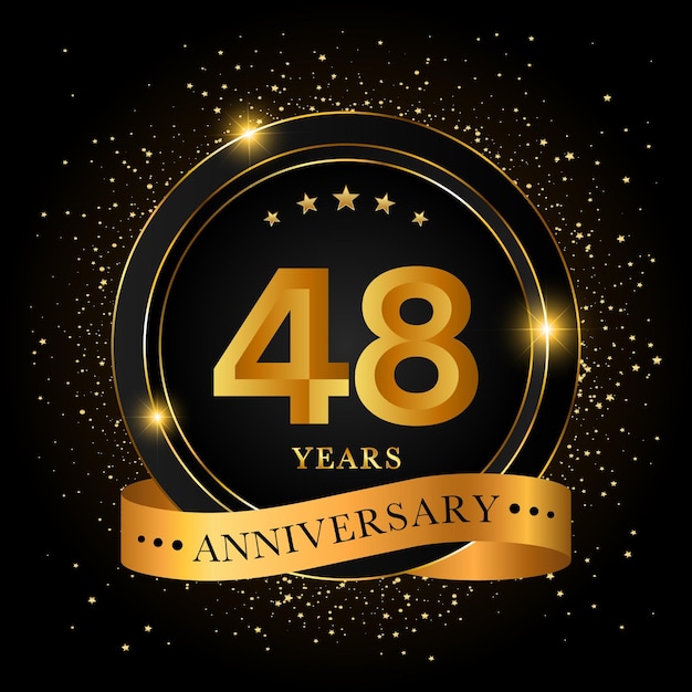 48 Years Anniversary Golden anniversary celebration template design Vector illustrations