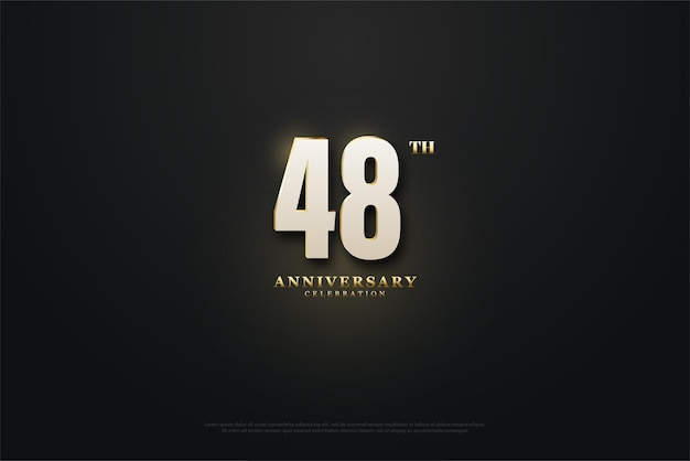 48th anniversary with white numbers with golden glow.