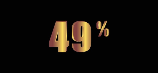 49 percent on black background 3D gold isolated vector image