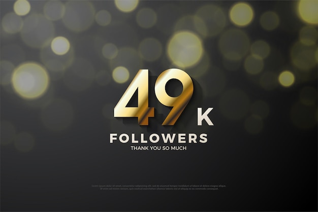 49k followers banner with very elegant 2d golden numerals