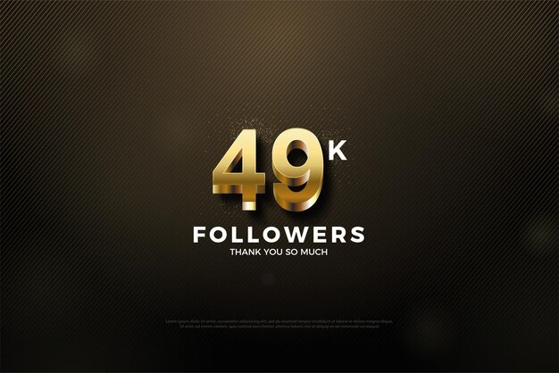 49k followers with fancy gold 3d number illustration