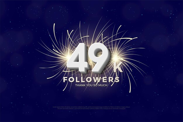 49k followers with festive sparks fireworks background illustration