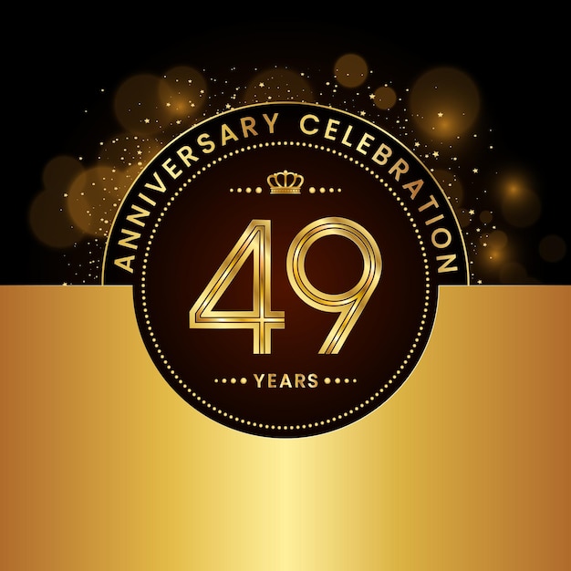 49th Anniversary Celebration Template design in golden color Modern style Logo Vector Template