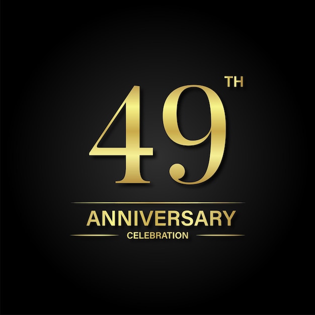 49th anniversary celebration with gold color and black background