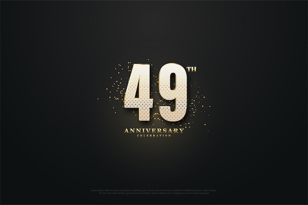 49th anniversary with gold glitter background