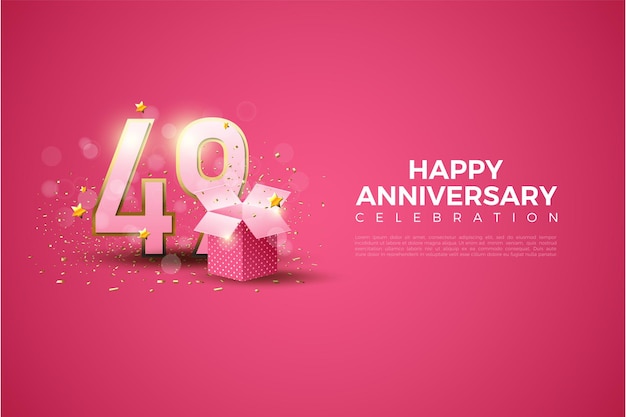 49th anniversary with realistic open 3d gift box.