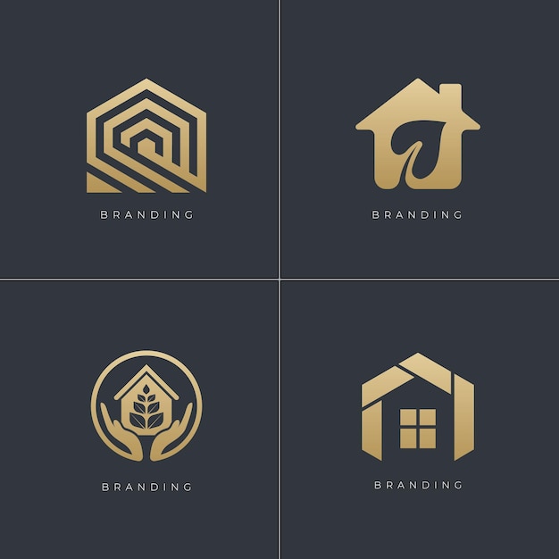 4in1 Bundle - Home Vector Logo Set - Real Estate Renovation Modern Structure Architecture