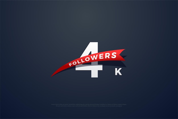 4k followers with tapered red numbers and images