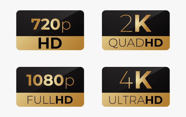 4k ultrahd , 2k quadhd , 1080 fullhd and 720 hd stikers