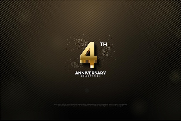 4th Anniversary with number and gold glitter.