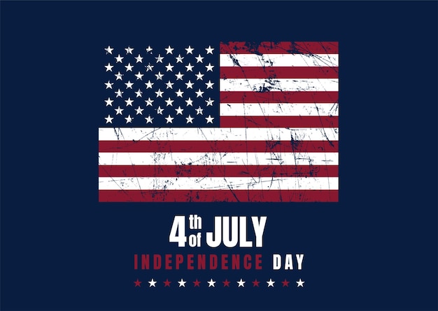 4th July background with grunge American flag design