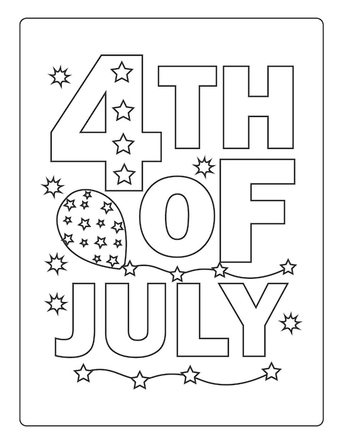 4th of July coloring pages for kids independence day black and white activity worksheet