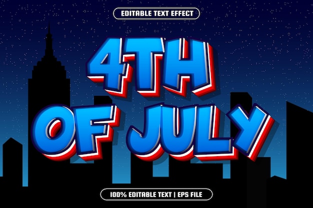 4th of july editable text effect emboss style