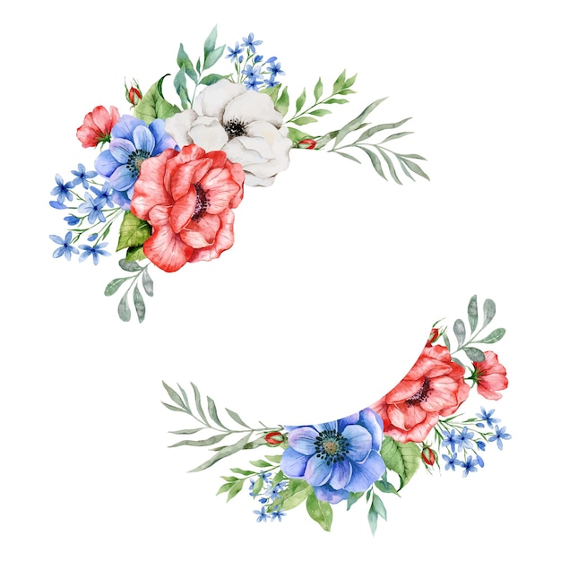 4th of july floral design american independence day watercolor floral bouquets usa color bouquets