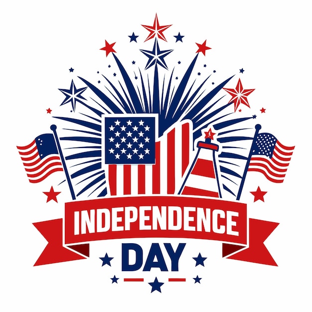 4th of July grownd color vector logo with text Independence day