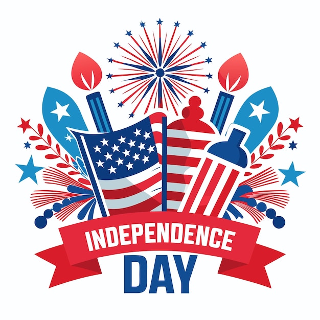 4th of July grownd color vector logo with text Independence day