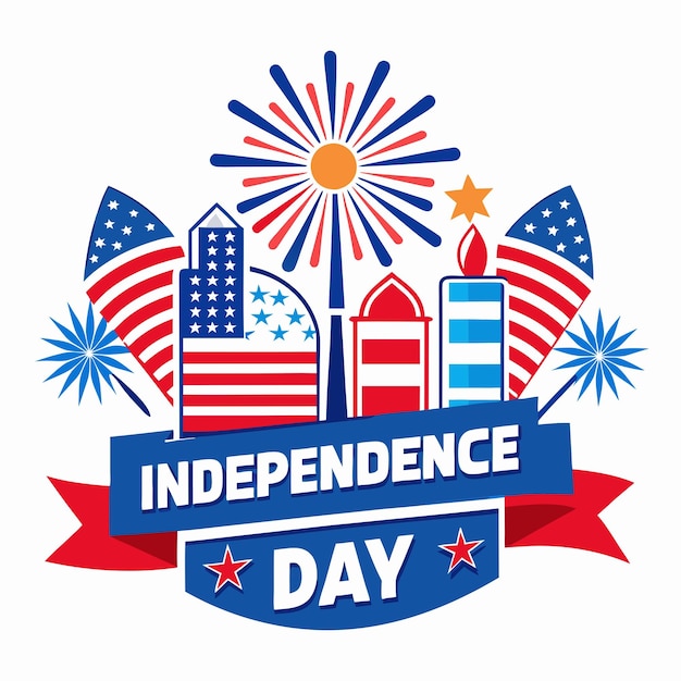 4th of July grownd color vector logo with text Independence day