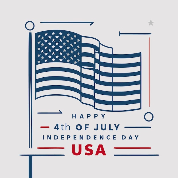 4th of July Happy American independence day Flag Vector