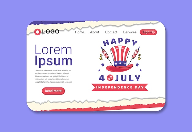 4th of July Happy Independence Day Landing Page Design Template