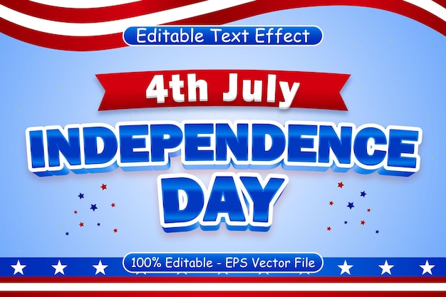 4th July Independence Day Editable Text Effect 3 Dimension Emboss Modern Style