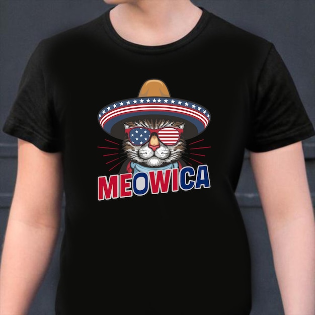 4Th of july meowica Independence Day cat t shirt vector design