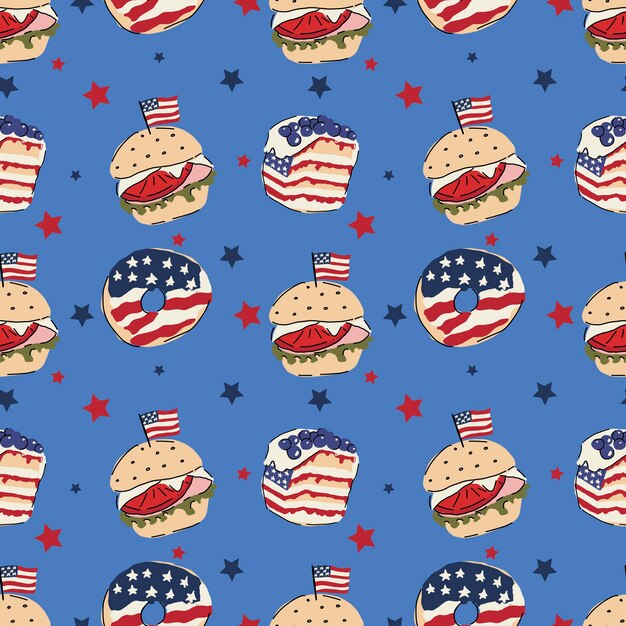 Vector 4th of july patriotic seamless pattern independence day vector illustration