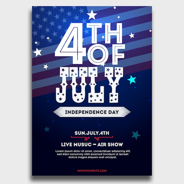 4th of july social media post and flyer template design