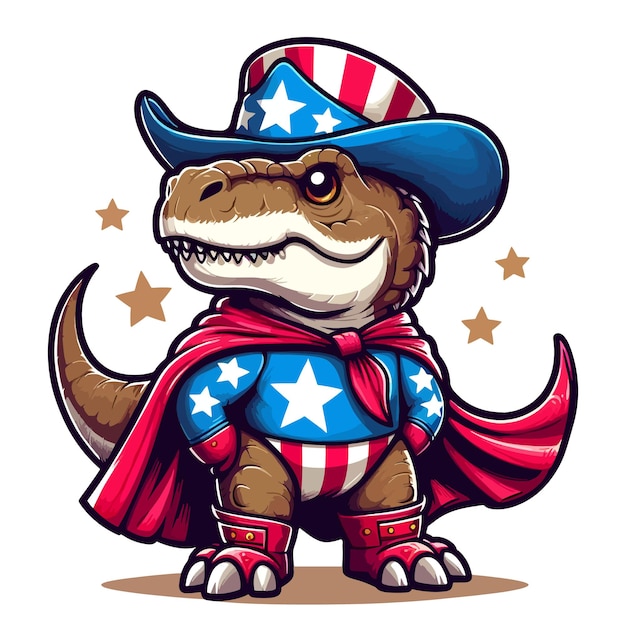 4th of july trex wearing a cape and a star