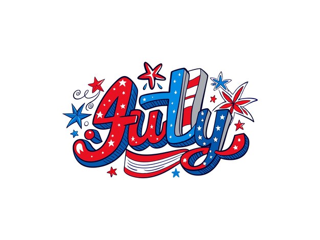 Vector 4th of july typography design 4th of july sublimation clipart vector illustration