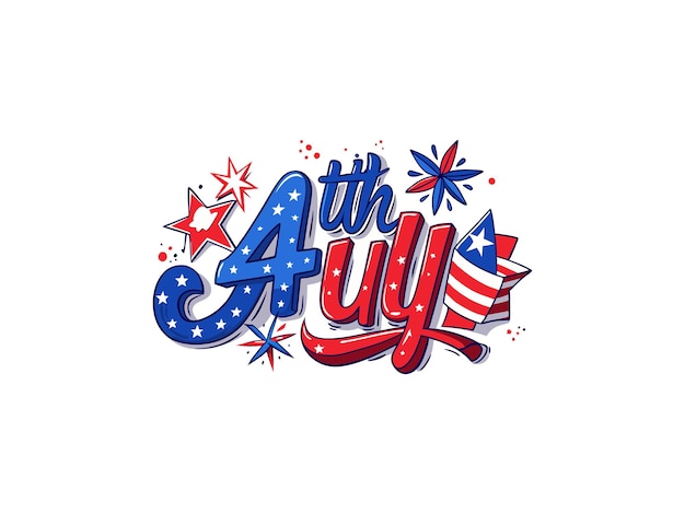 Vector 4th of july typography design 4th of july sublimation clipart vector illustration