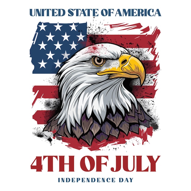 4th of July USA flag Eagle Independence Day Vector