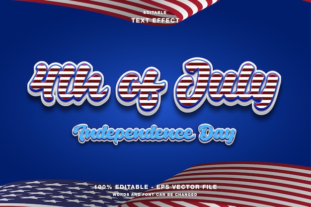 4th of July USA Independence Day 3d editable text effect