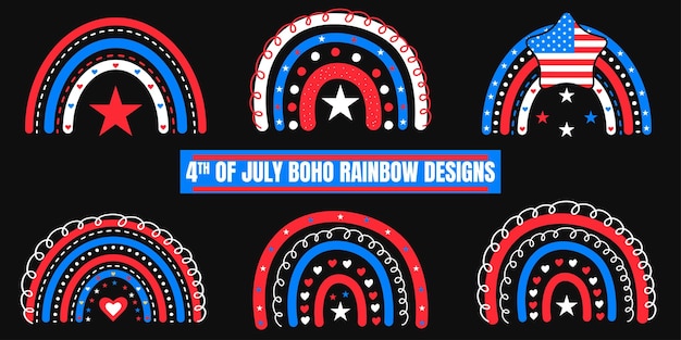 4th of July USA independence day tshirt designs boho rainbow pattern