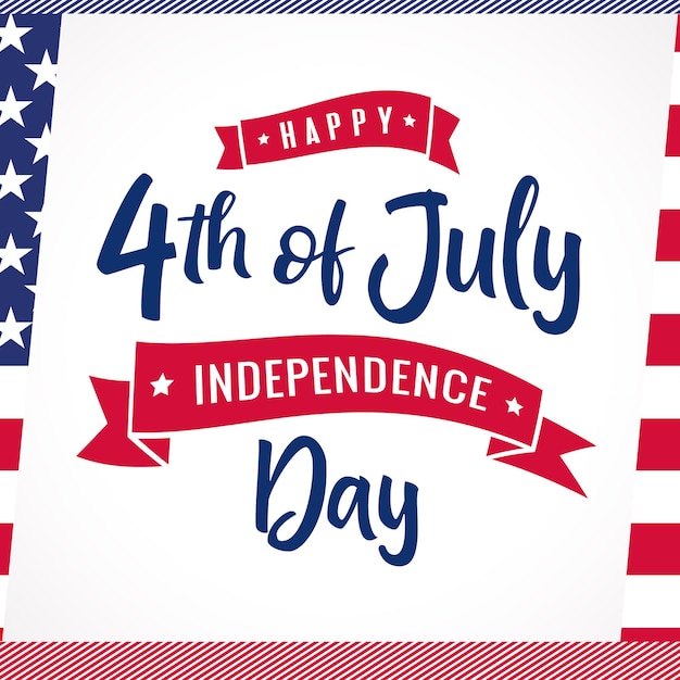 4th of July vector striped greeting card for USA Fourth of July Happy Independence Day congrats